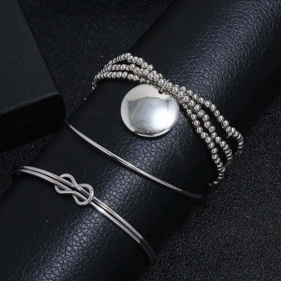 2/$20!  Curated Set of 3 Silver Bracelets - Picture 4 of 8